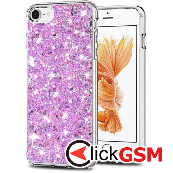 Accesoriu Husa Sparkly Glitter  Magenta Apple IPhone 6s