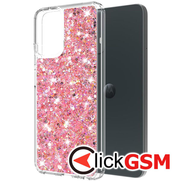 Accesoriu Husa Sparkly Glitter  Roz Motorola Moto G34 5G