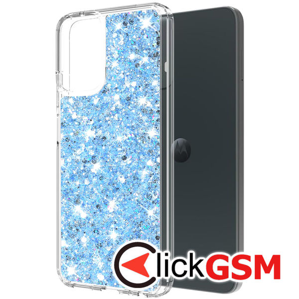 Accesoriu Husa Sparkly Glitter  Bleu Motorola Moto G34 5G