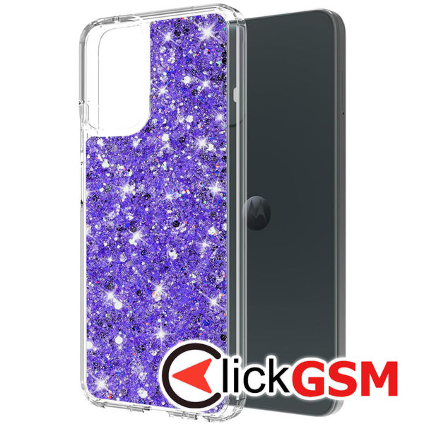 Accesoriu Husa Sparkly Glitter  Mov Motorola Moto G34 5G