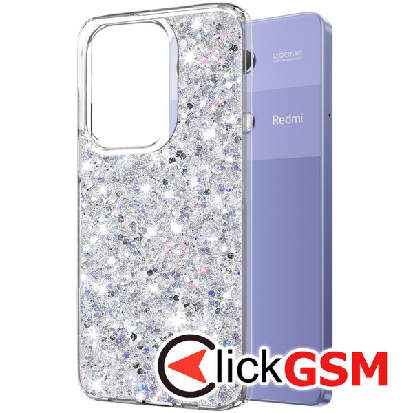 Accesoriu Husa Sparkly Glitter  Alb Xiaomi Redmi Note 13 Pro 4G