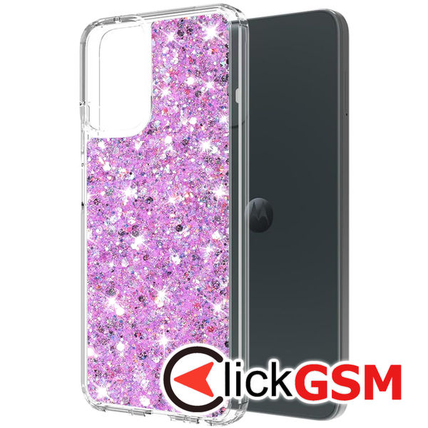 Accesoriu Husa Sparkly Glitter  Magenta Motorola Moto G04