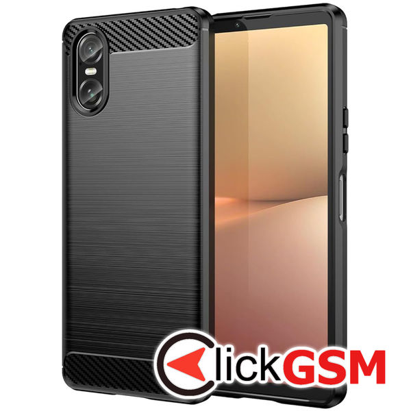 Accesoriu Husa Carbon Silicone Negru Sony Xperia 10 VI