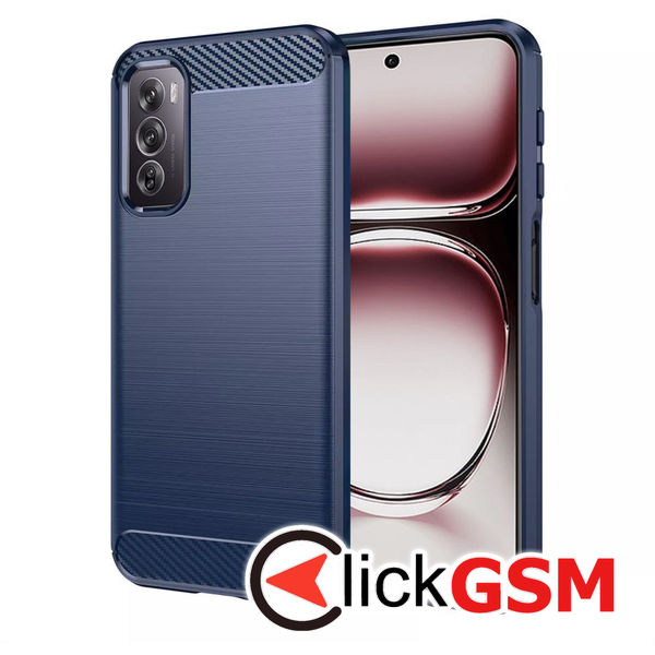 Accesoriu Husa Carbon Silicone Albastru Oppo Reno12 Pro