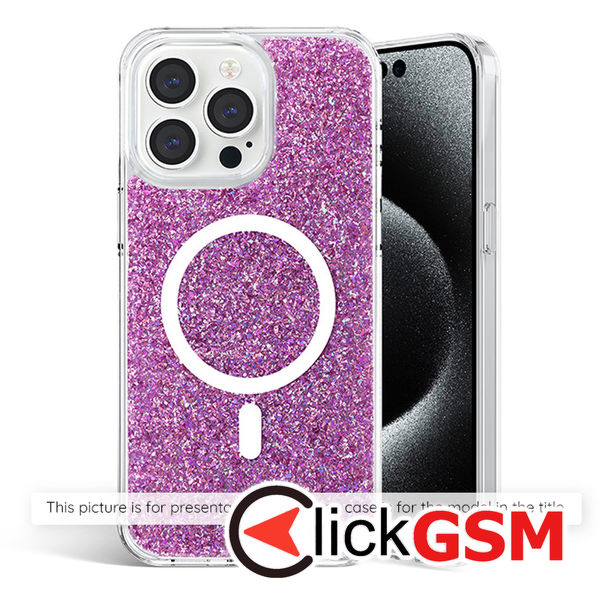 Accesoriu Husa Sparkly Glitter  Magenta Xiaomi Redmi Note 13 5G