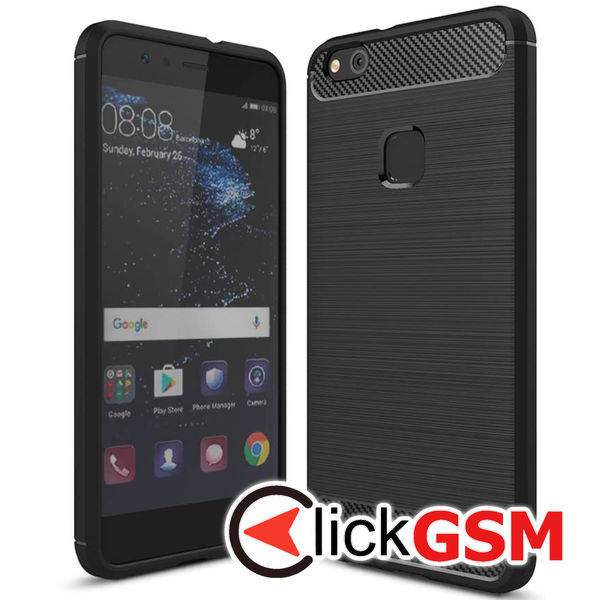 Accesoriu Husa Carbon Silicone Negru Huawei P10 Lite