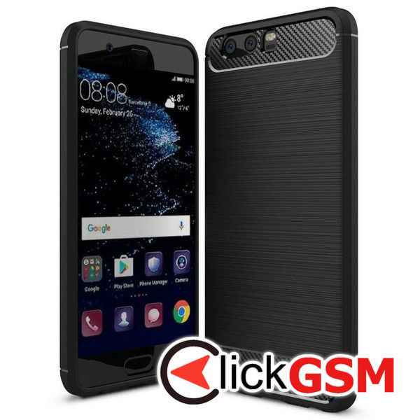 Accesoriu Husa Carbon Silicone Negru Huawei P10 Plus