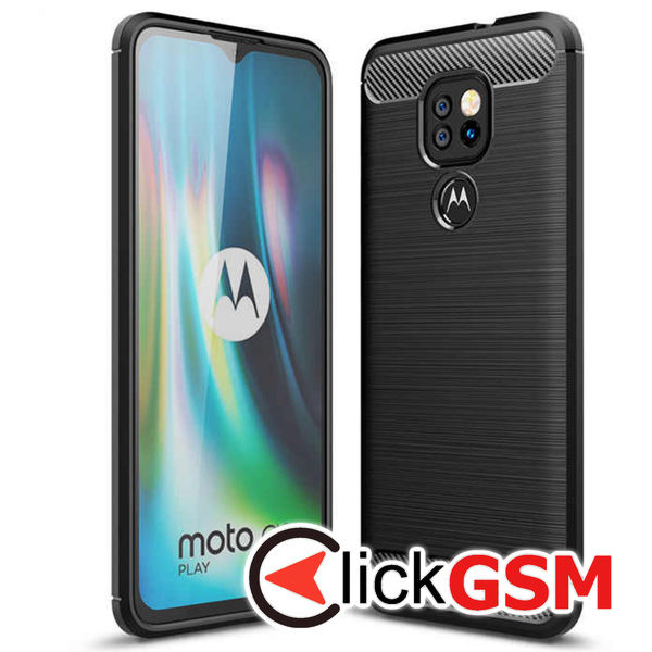 Accesoriu Husa Carbon Silicone Negru Motorola Moto E7 Plus