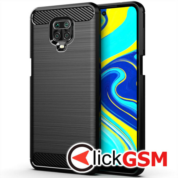 Accesoriu Husa Carbon Silicone Negru Xiaomi Redmi Note 9 Pro