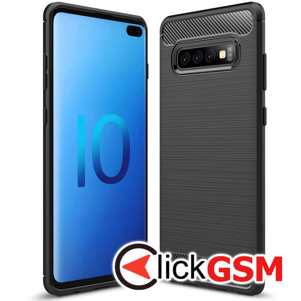 Accesoriu Husa Carbon Silicone Negru Samsung Galaxy S10+