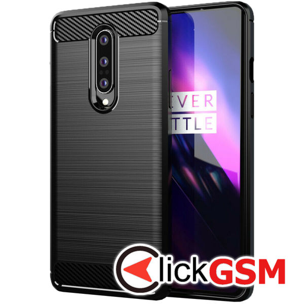 Accesoriu Husa Carbon Silicone Negru OnePlus 8