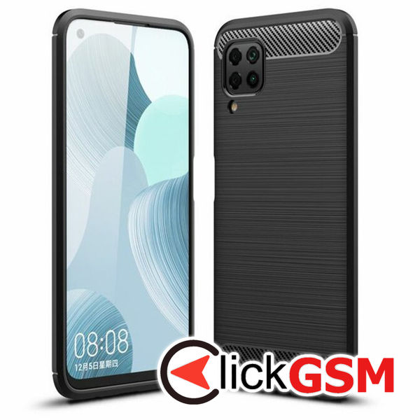 Accesoriu Husa Carbon Silicone Negru Huawei P40 Lite