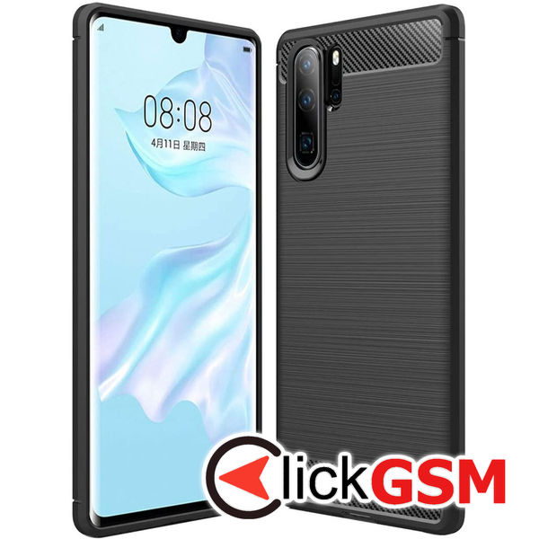 Accesoriu Husa Carbon Silicone Negru Huawei P30 Pro