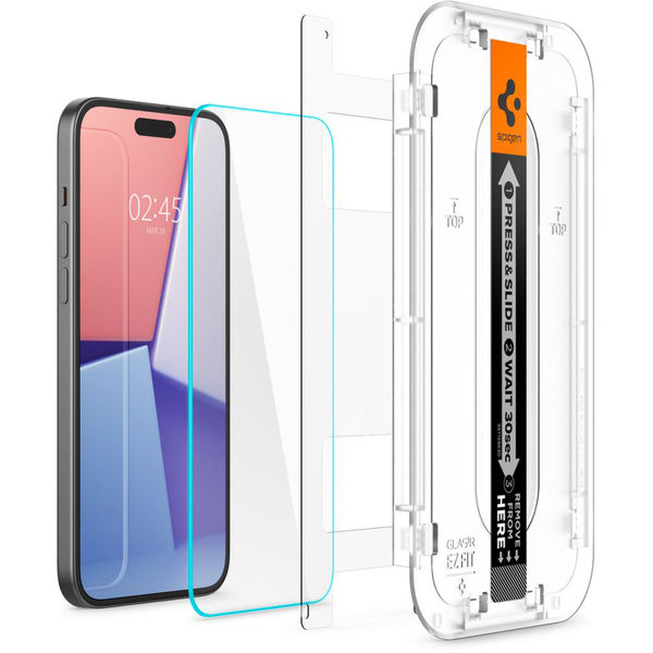 Spigen - Glas.tR EZ-FIT - iPhone 15 - Clear