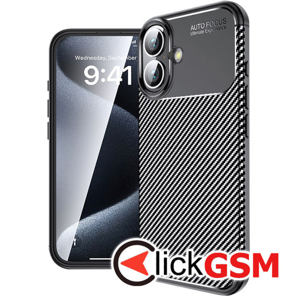 Husa Carbon Fiber negru Apple iPhone 16 gd2