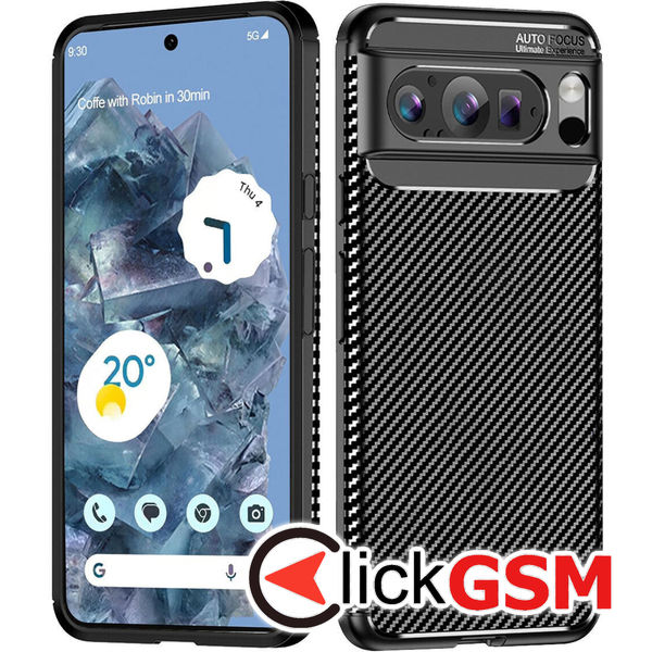 Husa Carbon Fiber negru Google Pixel 9 bi2