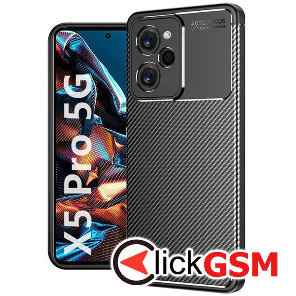 Husa Carbon Fiber negru Xiaomi Redmi Note 12 Pro 5G bhn