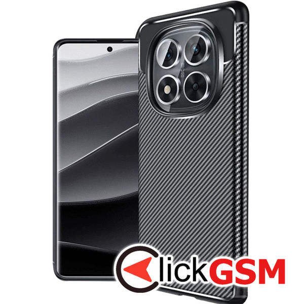 Accesoriu Husa Carbon Fiber Negru Xiaomi Redmi Note 14 Pro