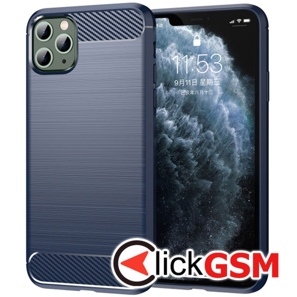 Husa Carbon Silicone albastru Apple iPhone 11 Pro Max bli