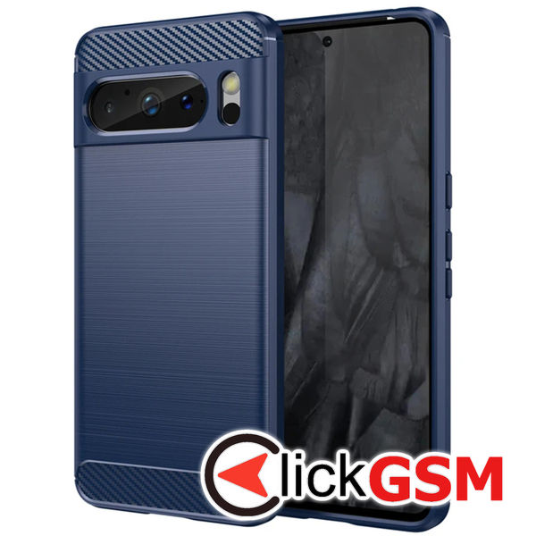 Husa Carbon Silicone albastru Google Pixel 8 Pro bme