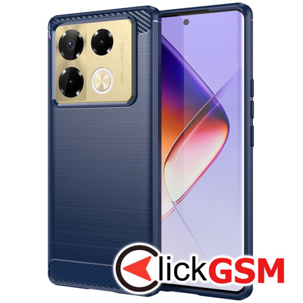 Husa Carbon Silicone albastru Infinix Note 40 Pro 4G gx0