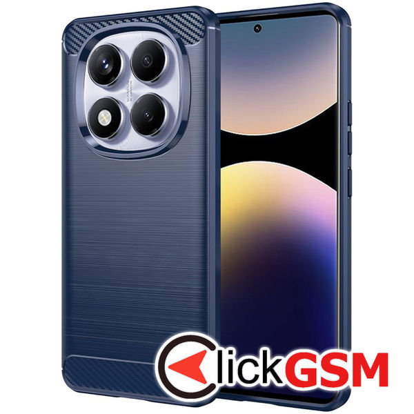 Husa Carbon Silicone albastru Xiaomi Redmi Note 14 Pro 5z8