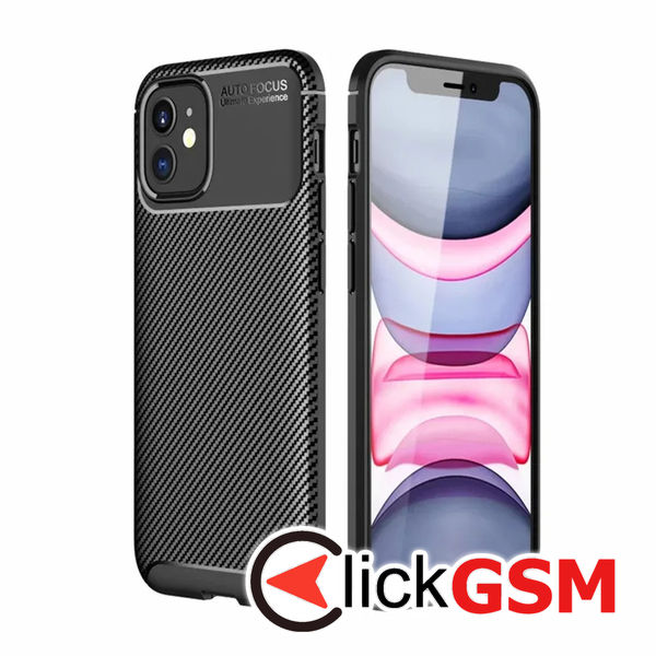 Husa Carbon Silicone negru Apple iPhone 11 bg9