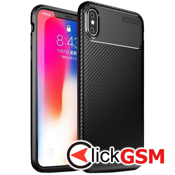 Husa Carbon Silicone negru Apple iPhone X aw7