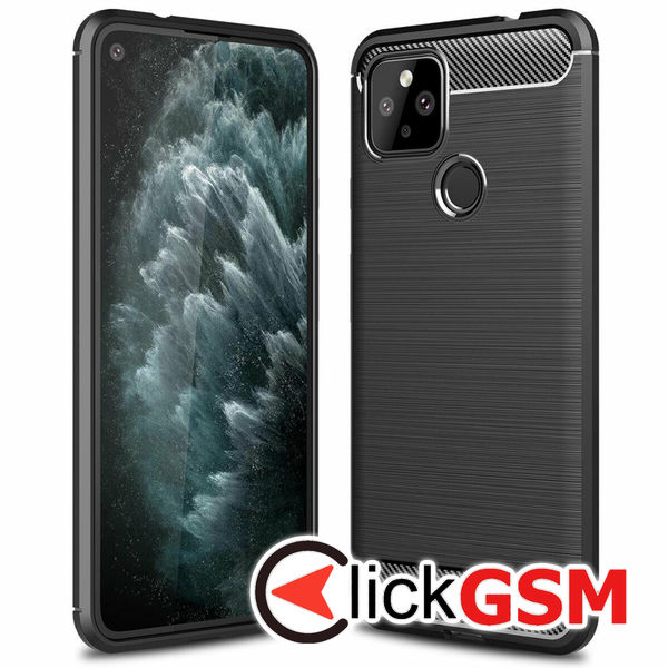 Husa Carbon Silicone negru Google Pixel 4a 5G 7l9