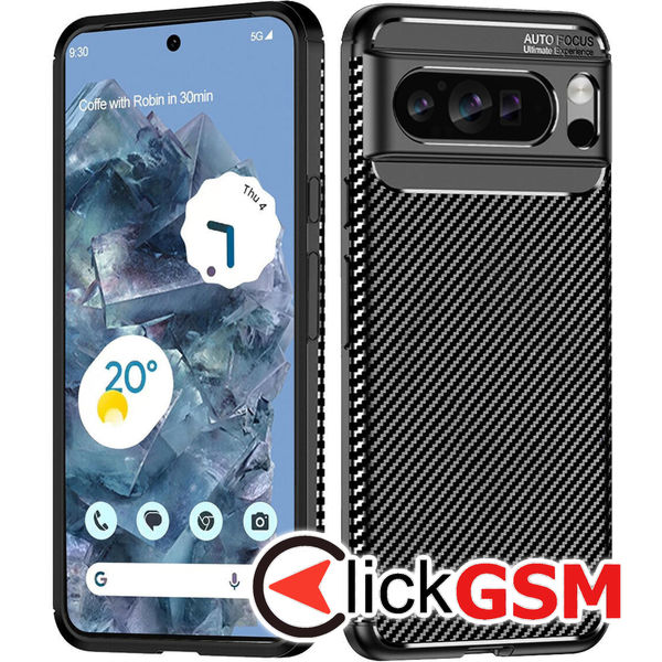 Husa Carbon Silicone Google Pixel 9 Pro