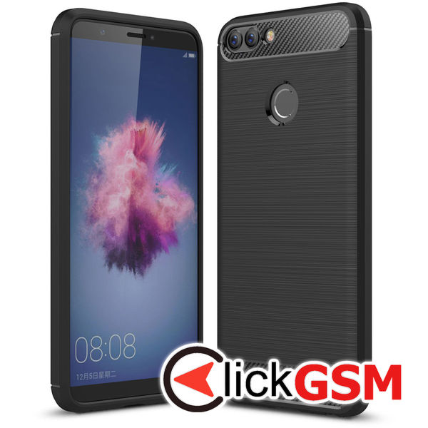 Husa Carbon Silicone negru Huawei P Smart 7ho