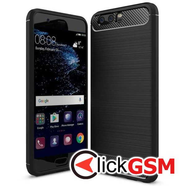 Husa Carbon Silicone negru Huawei P10 7i6