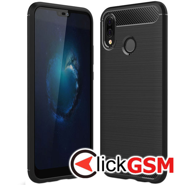 Husa Carbon Silicone negru Huawei P20 Lite 7ih