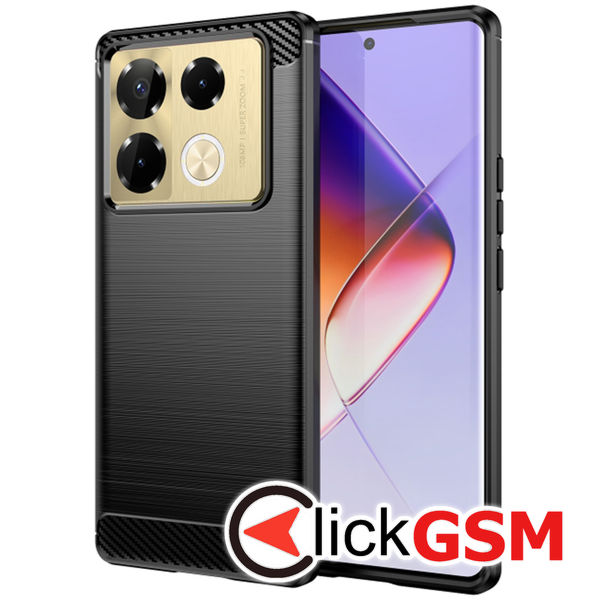 Husa Carbon Silicone negru Infinix Note 40 Pro 4G gwz