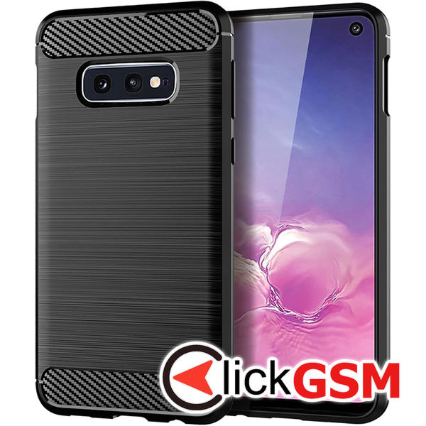 Husa Carbon Silicone negru Samsung Galaxy S10e bpj