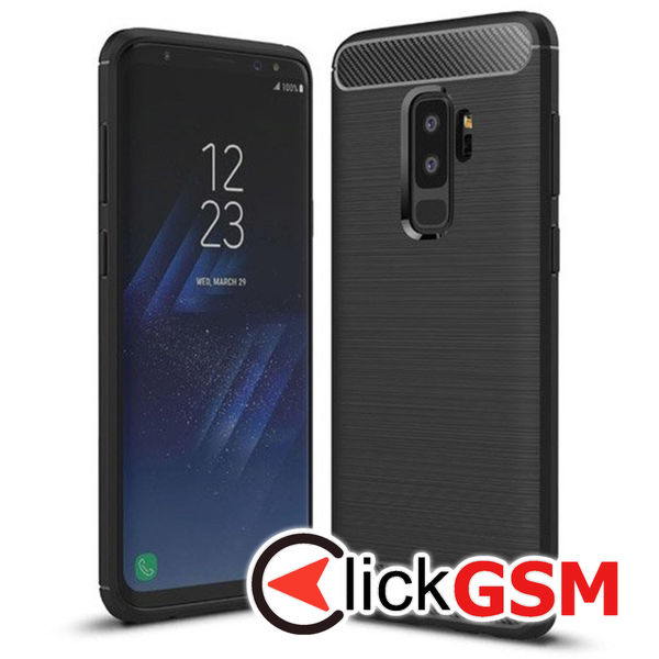 Husa Carbon Silicone negru Samsung Galaxy S9+ 62n