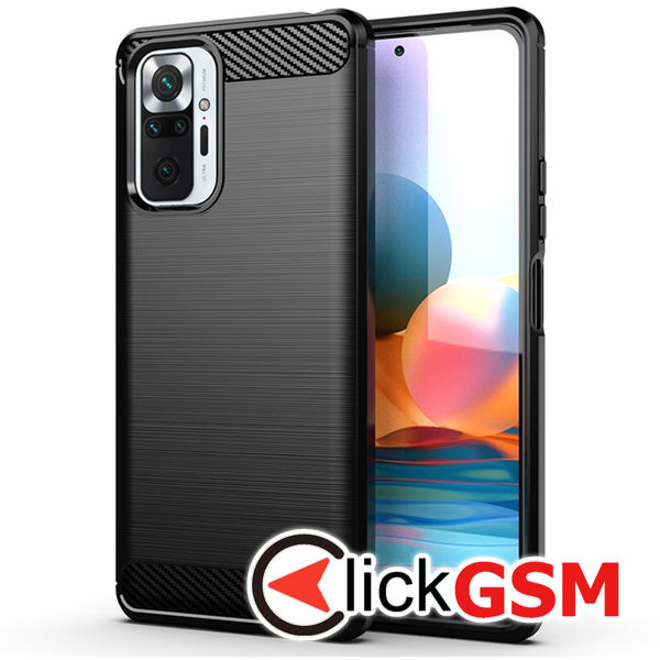 Husa Carbon Silicone negru Xiaomi Redmi Note 10 Pro 7v4