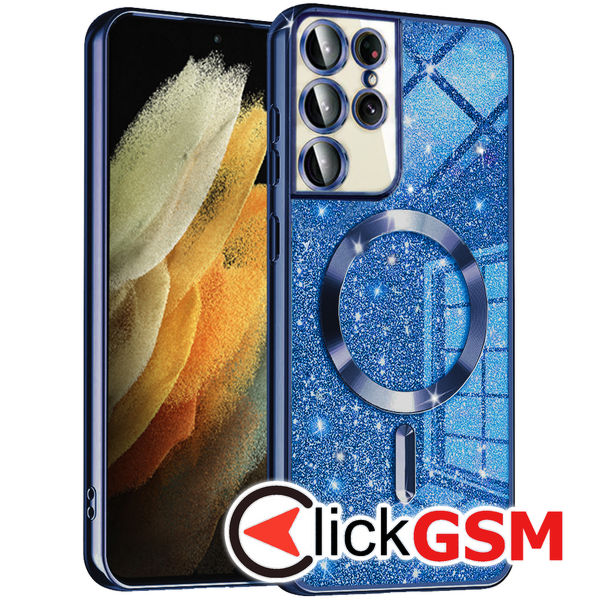 Husa Luxury Crystal albastru Samsung Galaxy S21 Ultra 5G arr