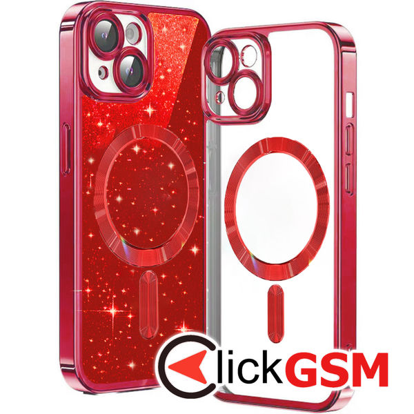 Husa Luxury Glitter rosu Apple iPhone 15 aqa