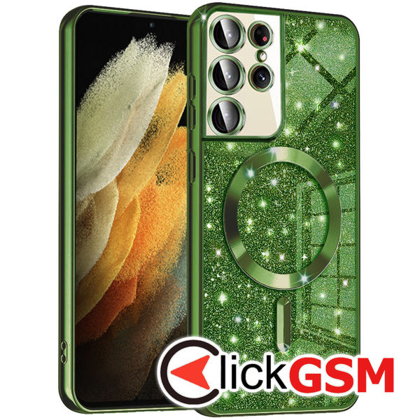 Husa Luxury Glitter verde Samsung Galaxy S21 Ultra 5G arp