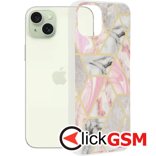 Husa Marble roz Apple iPhone 15 Plus 3pr