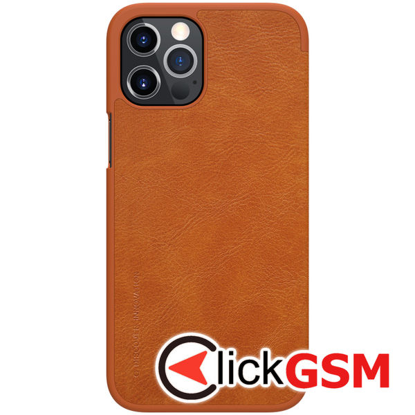 Husa Qin Leather  maro Apple iPhone 12 Pro Max 6bi