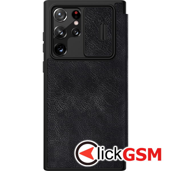 Husa Qin Leather  negru Samsung Galaxy S22 Ultra a0i