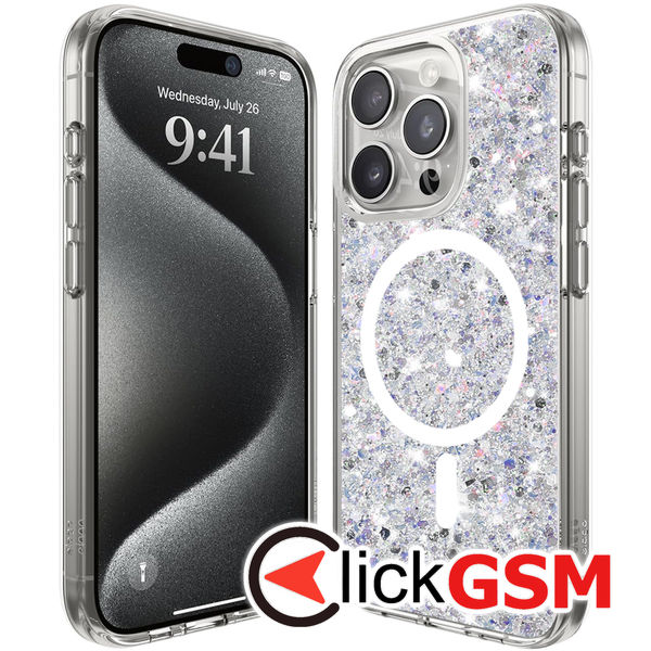 Husa Sparkly Glitter  alb Apple iPhone 15 Pro 9jv