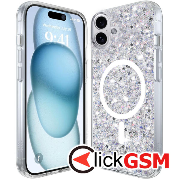 Husa Sparkly Glitter  alb Apple iPhone 16 gdr