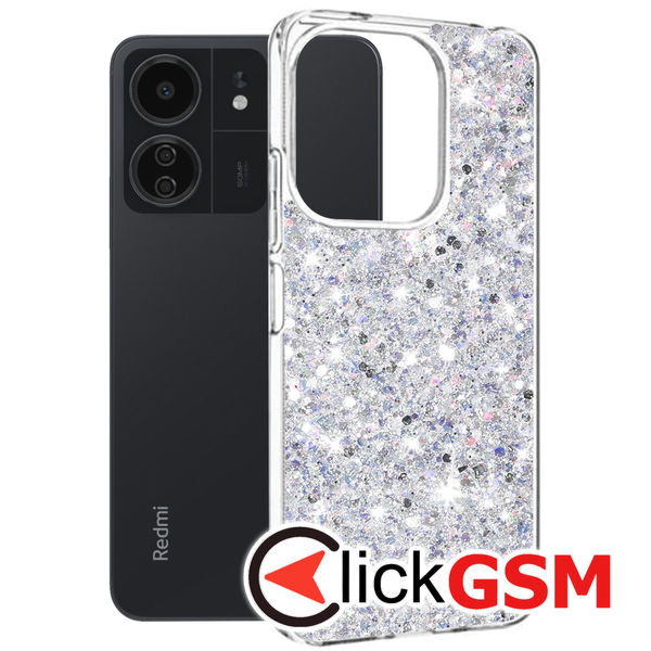 Husa Sparkly Glitter  alb Xiaomi Redmi 13C 9mh