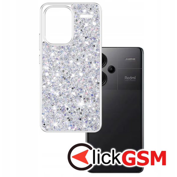 Husa Sparkly Glitter  alb Xiaomi Redmi Note 13 Pro+ 9mm