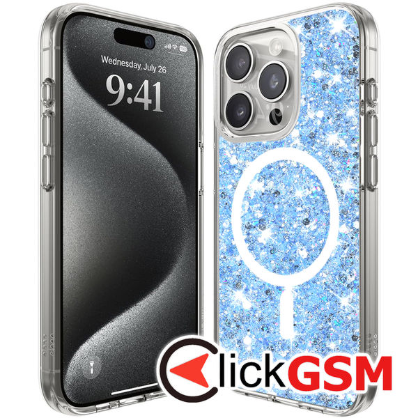 Husa Sparkly Glitter  bleu Apple iPhone 15 Pro 9jx