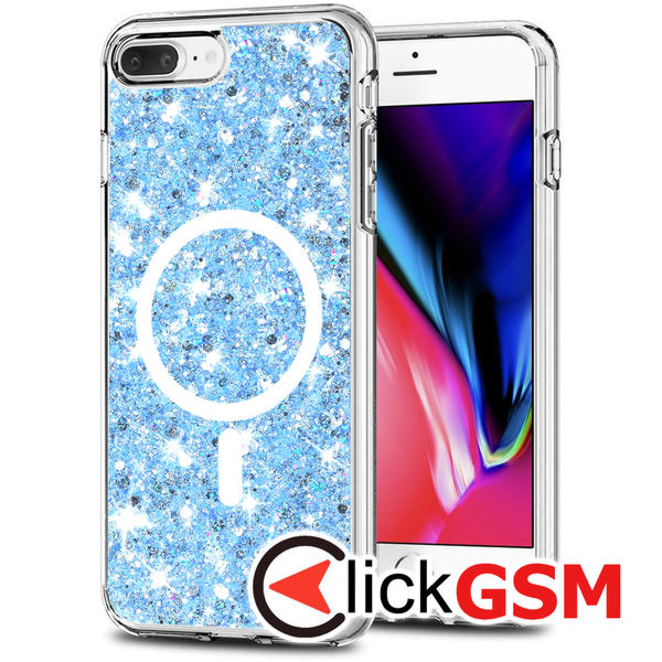 Husa Sparkly Glitter  bleu Apple iPhone 8 Plus 9ho