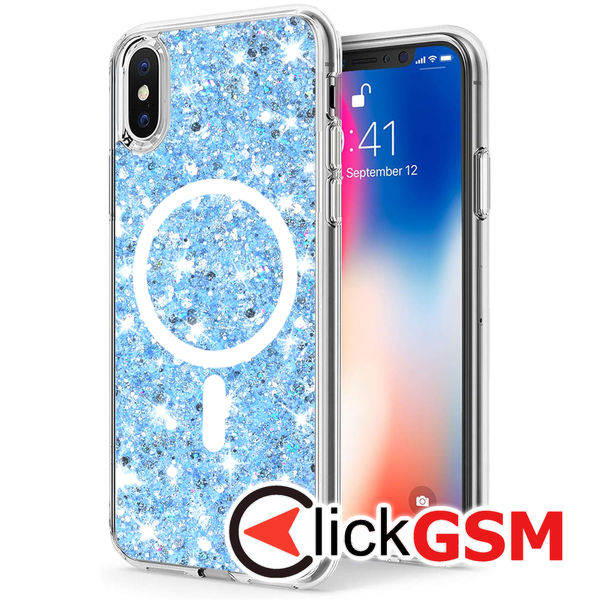 Husa Sparkly Glitter  bleu Apple iPhone X 9hu